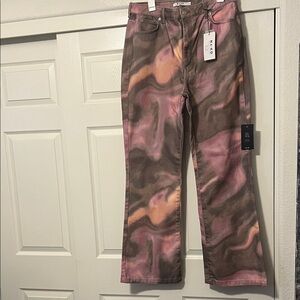 Trendy Pink and Brown Flare Jeans